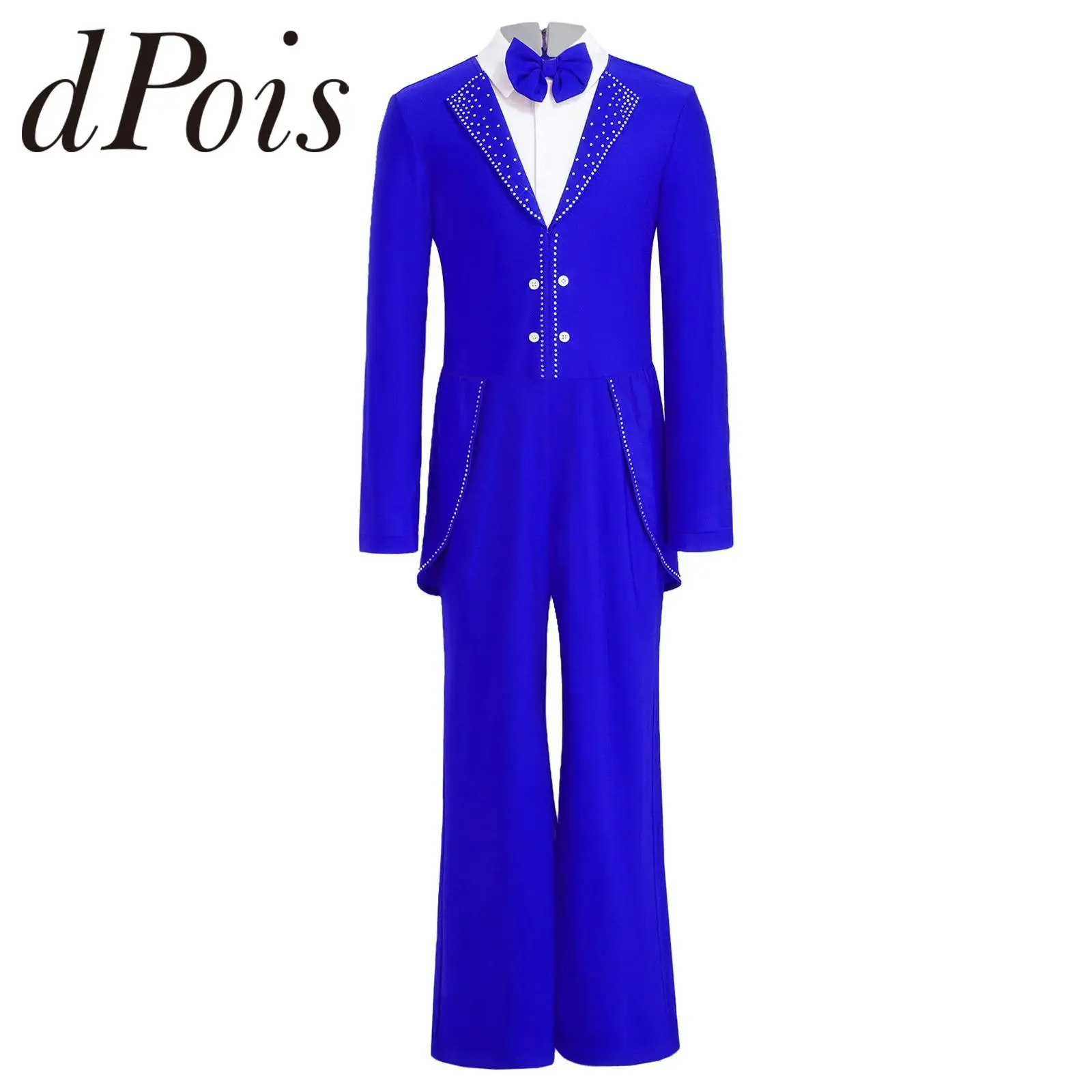 Children's Ice Skating Gentleman Costume Kids Boys Tuxedos Jumpsuits Dance Gymnastic Jumpsuit Performance Figure Skating Costume