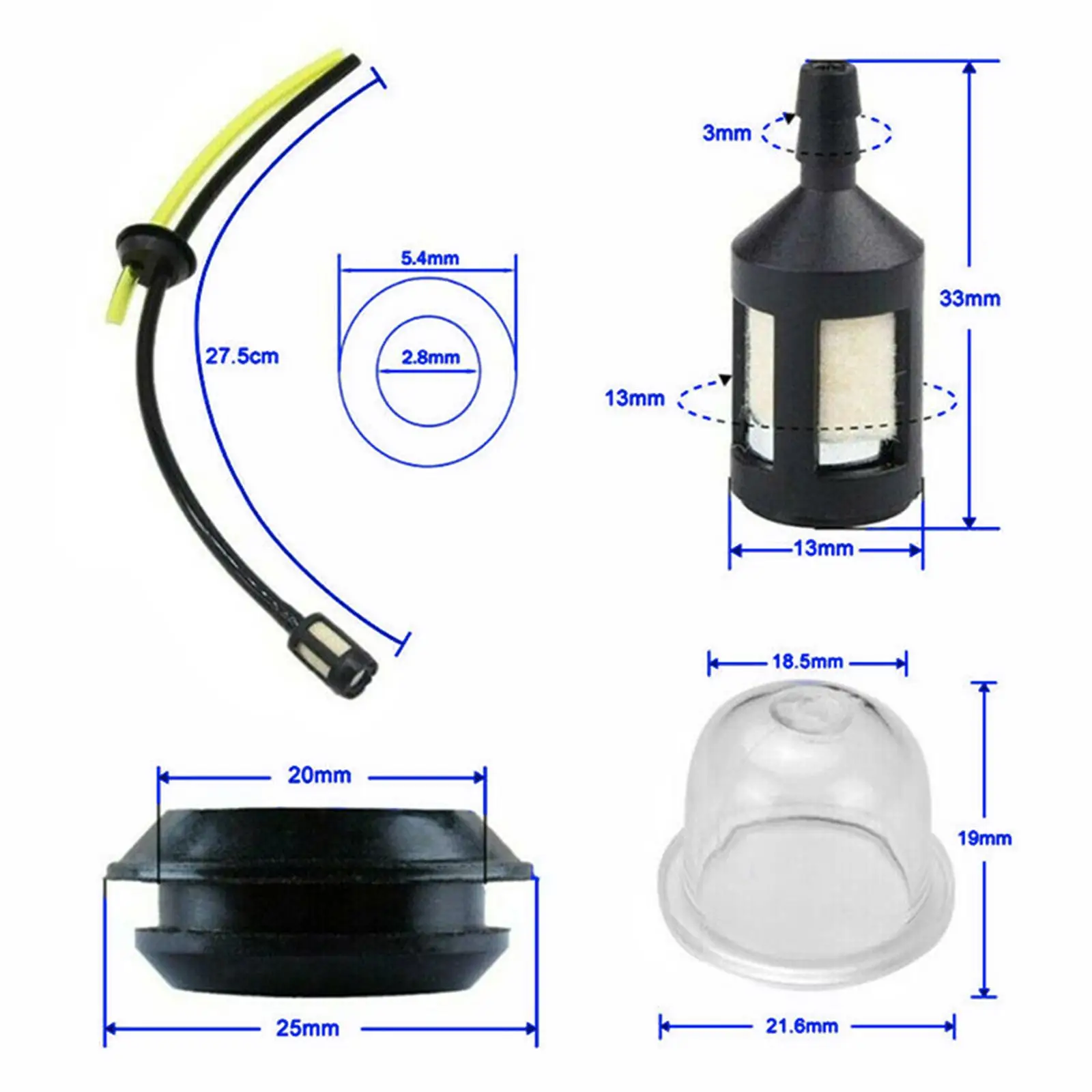 5x Universal Fuel Line Hose Pipe Filter for Strimmer Lawnmower Power