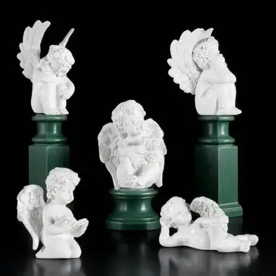 

5pcs Angel Wing Figurines Resin Garden Decor Yard Lawn Adornment Outdoor Statue Cute Angels Stake Ornament Delicate Decoration
