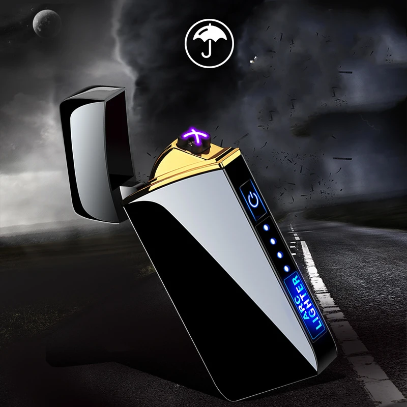 

Personalized And Creative USB Rechargeable Metal Windproof Lighter, Pulse Double Arc Flameless Lighter, Men's Gift