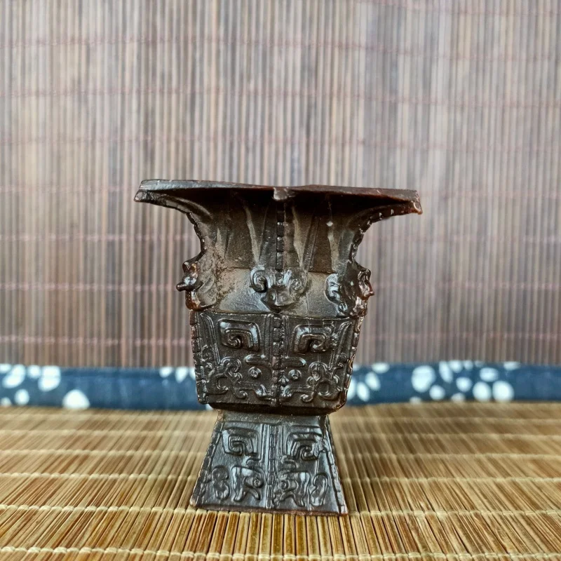 Antique Style Bronze Four Sheep Square Bronze Statue Ornament Ritual Artifact Square Tripod Imitation Bronze Craft Home Decorati