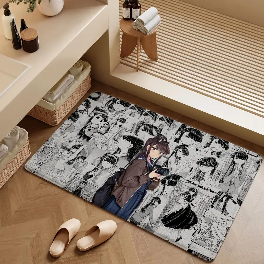 Floor Mat Komi Soft Flannel Entrance Communicate Anime Doormat Can't Non-Slip Tadano Washable Rug For Bedroom Kitchen Home Decor