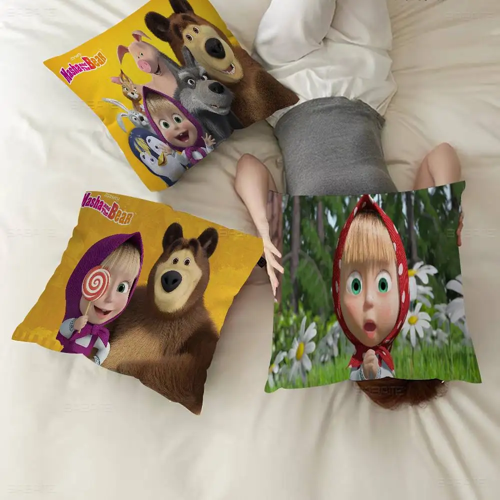 M-Masha E O Urso Capa de Almofada Carro Fronha Para Sofá Carro Presente de Natal 40x40cm 45x45cm