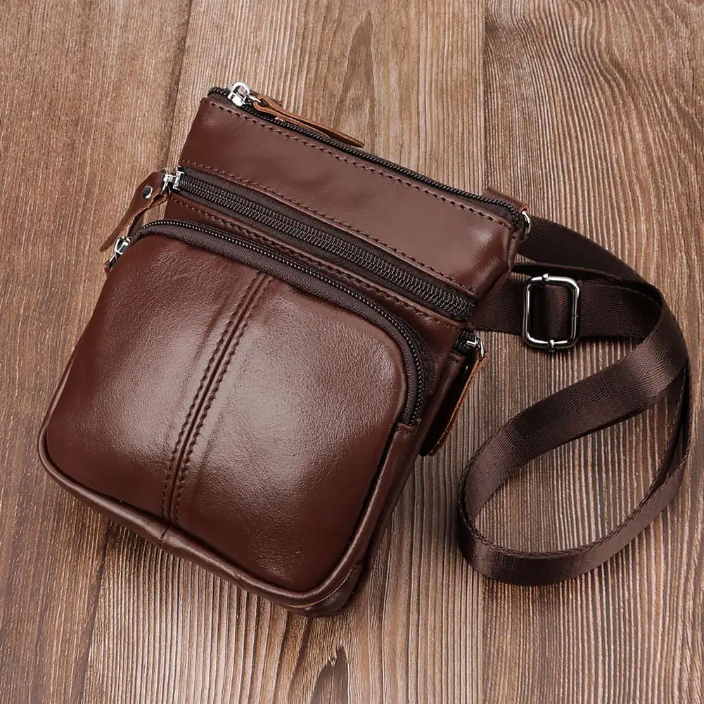 HUMERPAUL 2024 New Genuine Leather Mens Shoulder Bag Small Vintage Shoulder Bags Mini High Quality Male Crossbody Bag for Travel