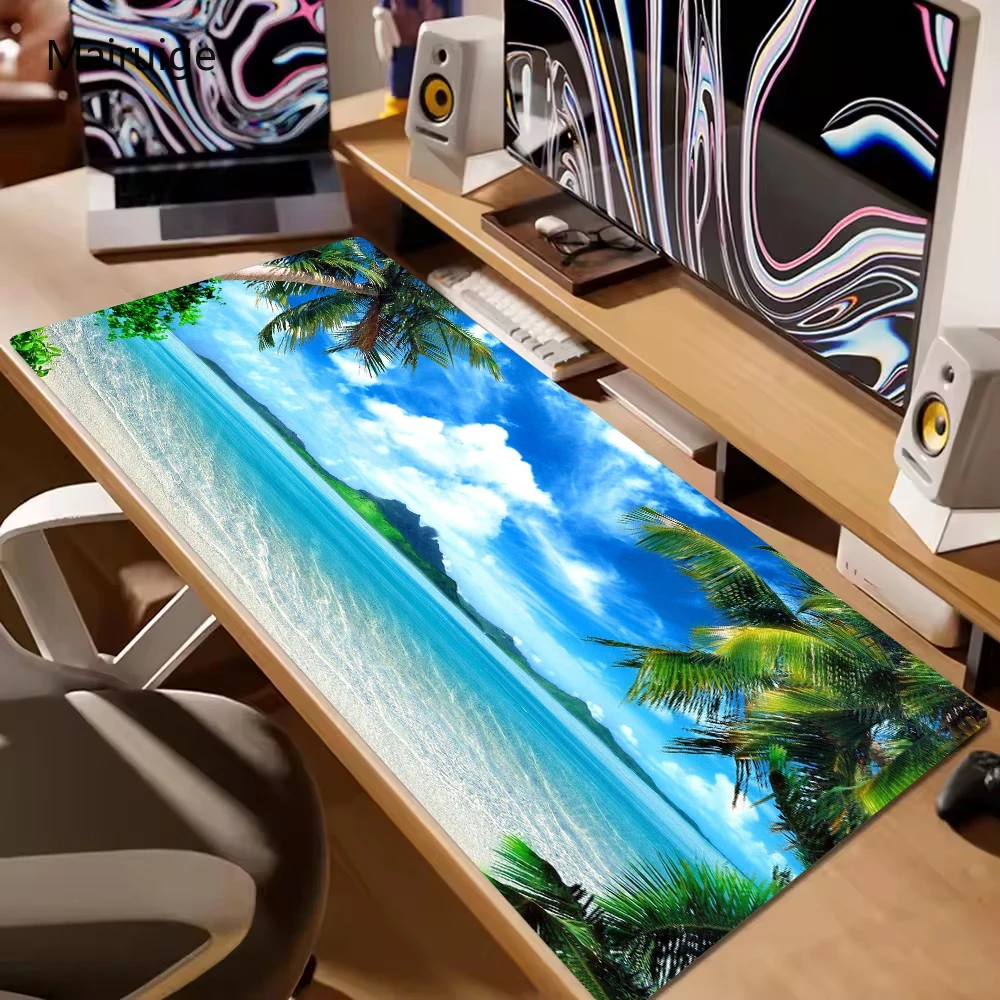 

Extra Large Mouse Pads with Tropical Beach Scenery Coconut Trees,Blue Sky and Ocean View Desk Mat, Thickened Gaming Keyboard Pad
