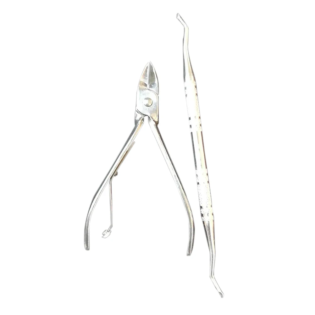 2PCS 각질 제거 도구 손톱깎이 매니큐어 양면 클리너 플라이어 래스 스테인리스 스틸 네일 케어 도구 발 관리