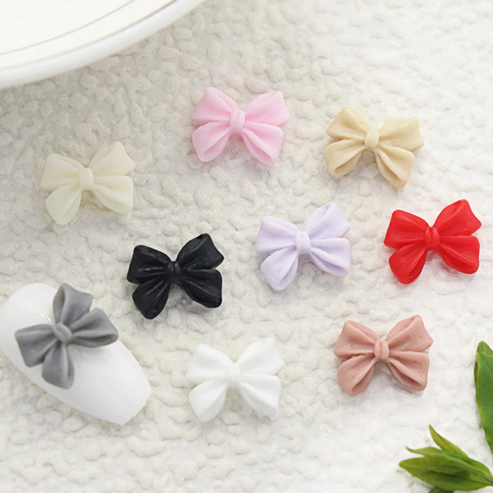 

100pcs Colorful Bow Resin Nail Art Charms Decor 3D Bowknot Nail Charm Ornament Jewelry DIY Manicure Design Accessories Craft