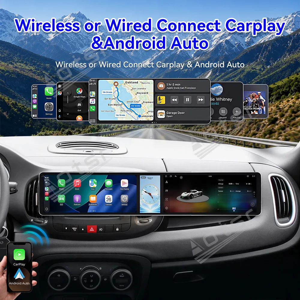 Lizpofly Android 15 Triple Screen Car Radio For Fiat 500L 2012-2017 CarPlay GPS Navigation Multimedia Player Head Unit