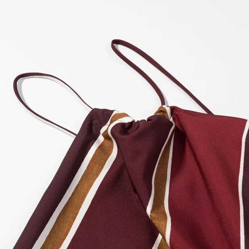 Sukienka damska w paski z asymetrycznym kołnierzykiem, elegancka, codzienna, bez rękawów, streetwearowa, modna, szykowna sukienka dla kobiet.