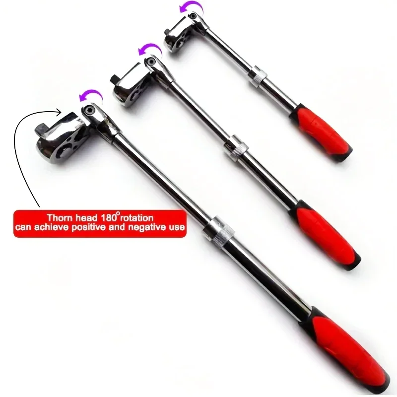 1/2 3/8 72-Tooth Carbon Retractable Ratchet Wrench Automatic Quick Release Spanner Multifunctional Hand Tool