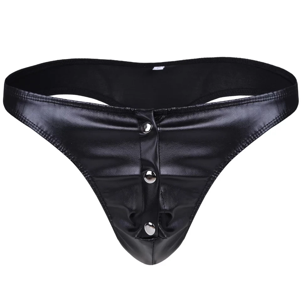 Mens Sexy Open Crotch Leather Short Pants For Sex Male Latex Shaping Brief Crotchless Hot Porn Bulge Pouch Sexy Bottom Underwear