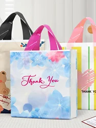 10pcs 9.84*3.15*11.81inch Blue Gradient Plastic Shopping Bags, Shopping Gift Bag, Party Gifts Thank You Printed Bags For Party