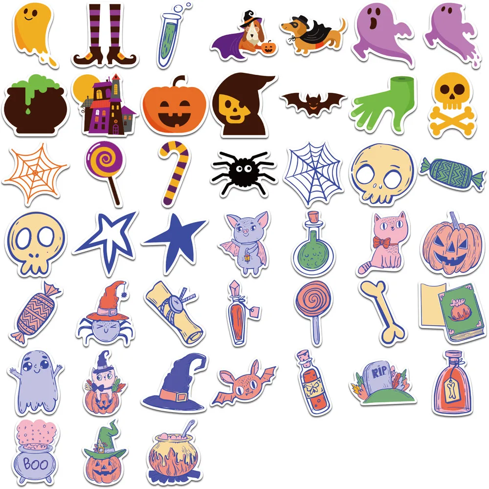 45 قطعة من ملصقات الرسوم المتحركة اللطيفة للهالوين الإبداعية، علامات مذكرات قرطاسية، زجاجة جراب هاتف، ملصقات شخصية جمالية #4