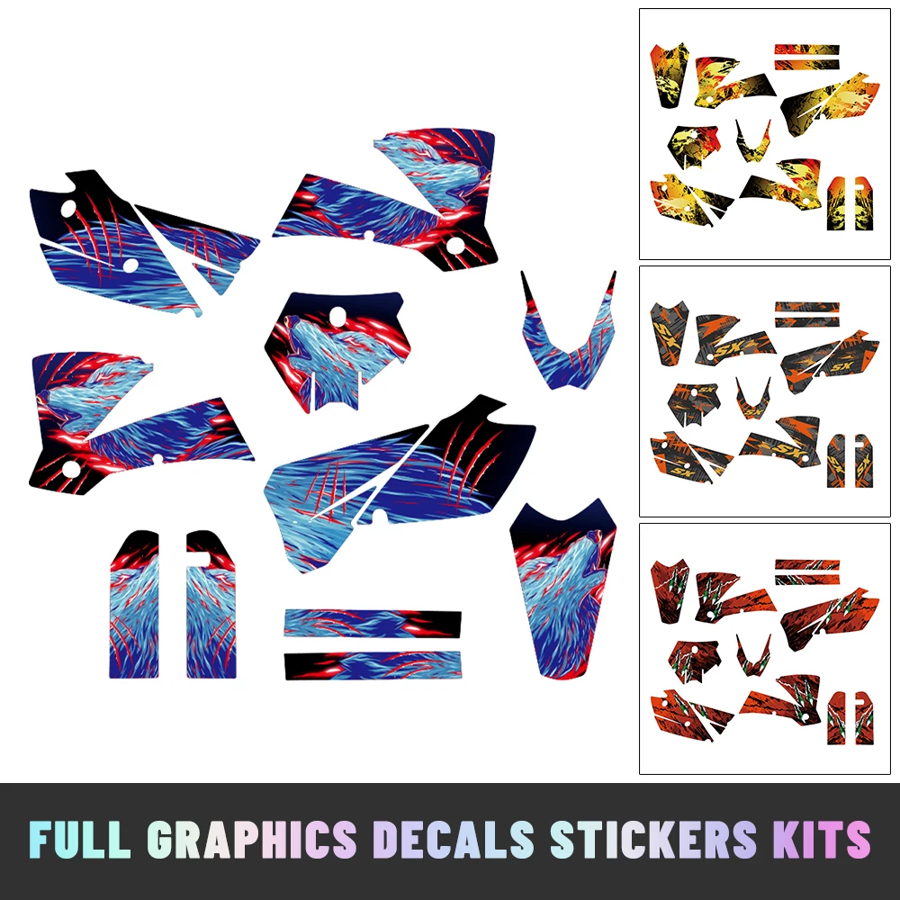 

Глянцевый/3D узор, украшение для мотоцикла, графический фон, наклейки, наборы наклеек, подходят для KTM 200 250 300 450 525 SX 2003-2004