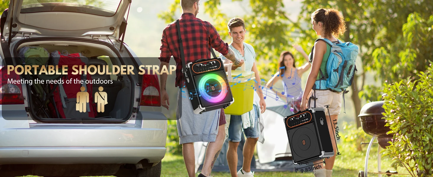S68 Karaoke Machine with 2 Microphones,Gatherings and Parties, PA System with Echo Adjustment for Adults, Stage-subwoofers