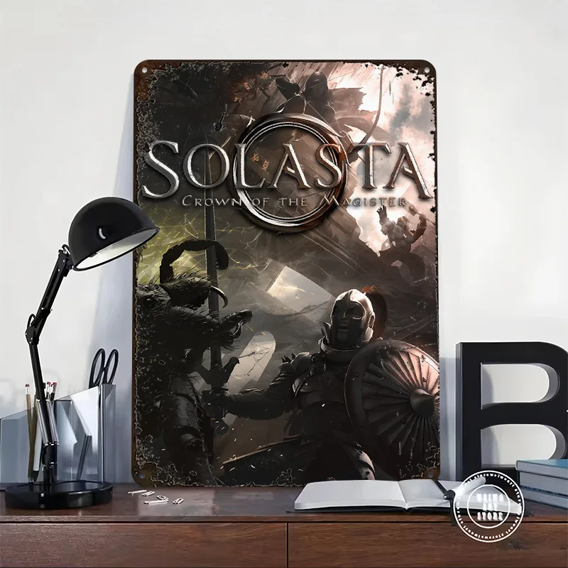 Solasta: Crown of the Magister Artwork 3D Texture Printed Poster Custom Vintage Metal Tin Plate Sign for Wall Art Desk Decor