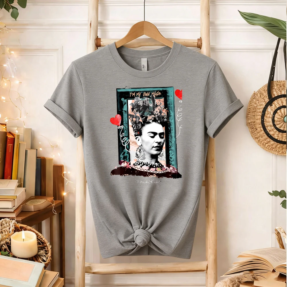 I Am My Own Muse Frida Kahlo Collage T-Shirt Feminist Mexican Artist Graphic Tee Art Lover Gift for Frida Fans Short-sleev view 6