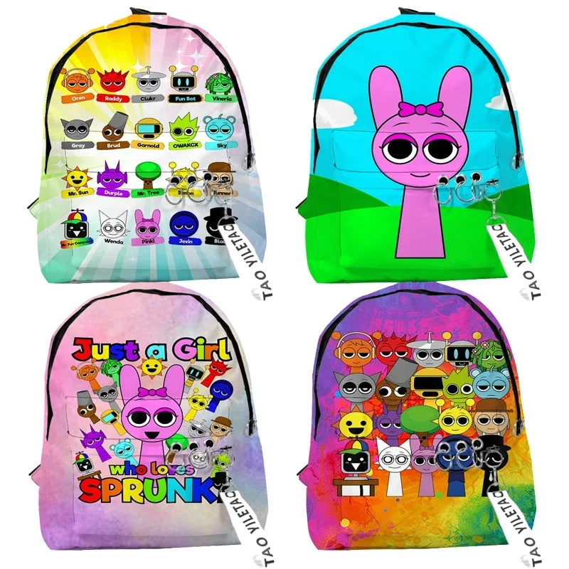 

Sprunki Incredibox Backpack Game Student School Bag Primary and Middle Kawaii Cartoon School Bag Mochila