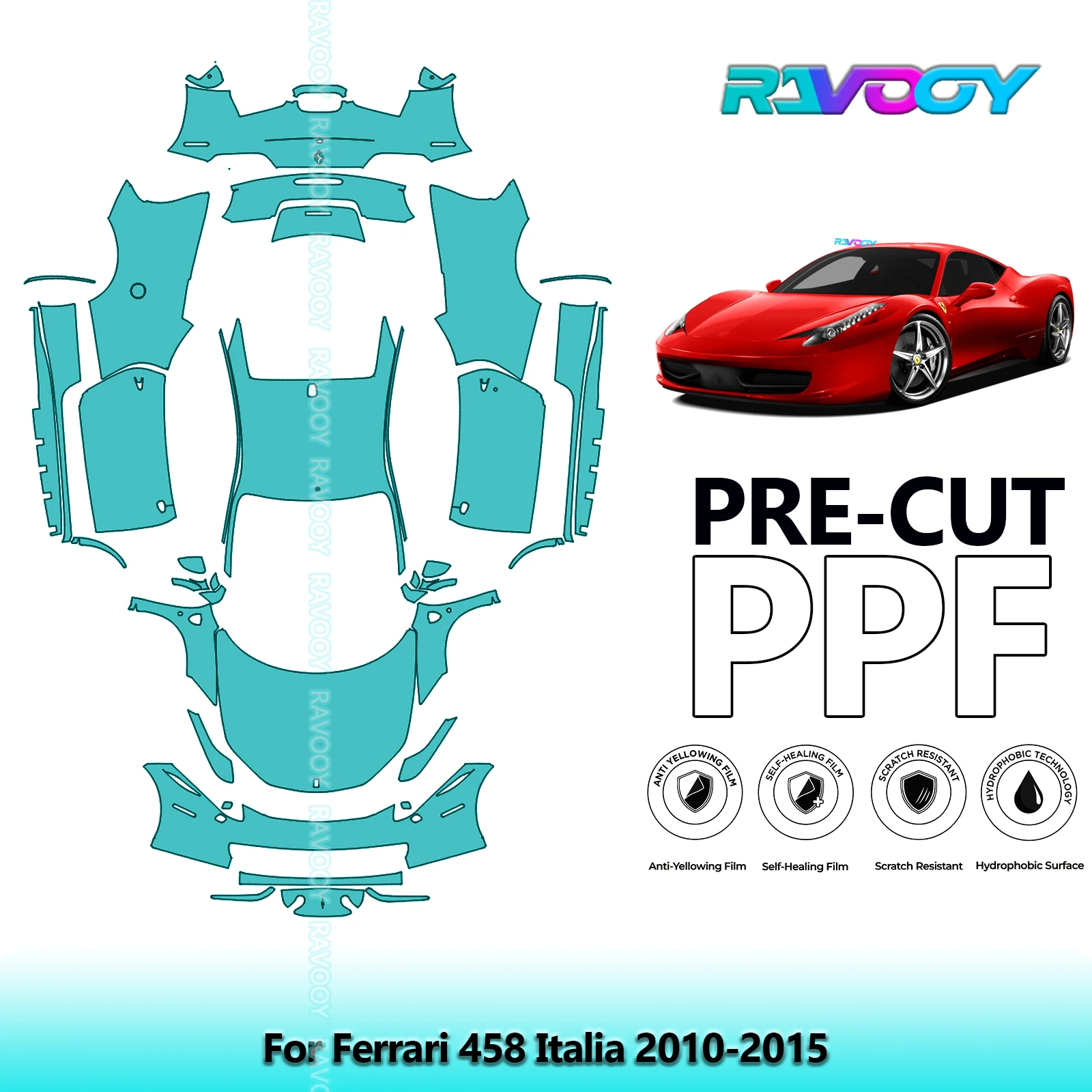 

Car Precut PPF Paint Protection Film Full Vehicle For Ferrari 458 Italia 2010-2015