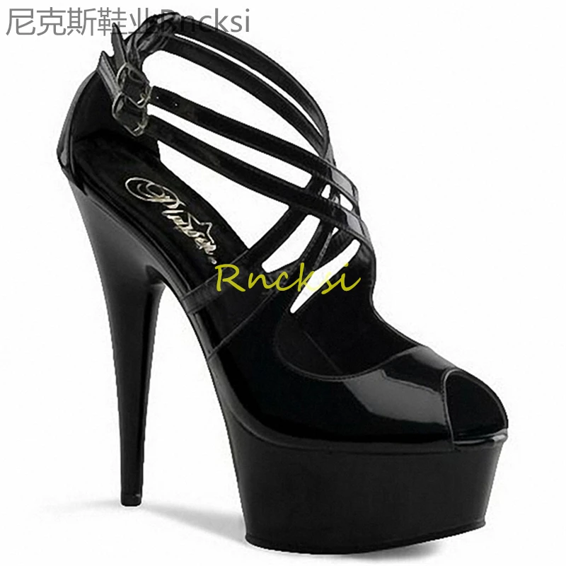 15cm Cool slippers women's summer new stiletto joker ultra-high heels fashion black fashion high heels