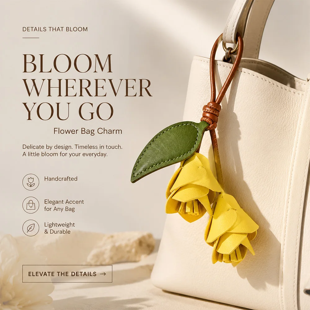 Fashion PU Leather Tulip Bag Charm, Personalized Creativity 