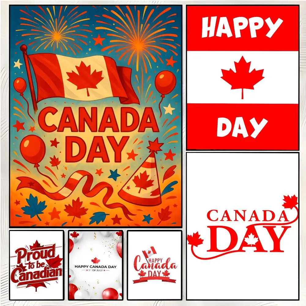 Festival National Canada Day Painting Calligraphy Wall Art Mural Living Room Canvas Decor Gifts