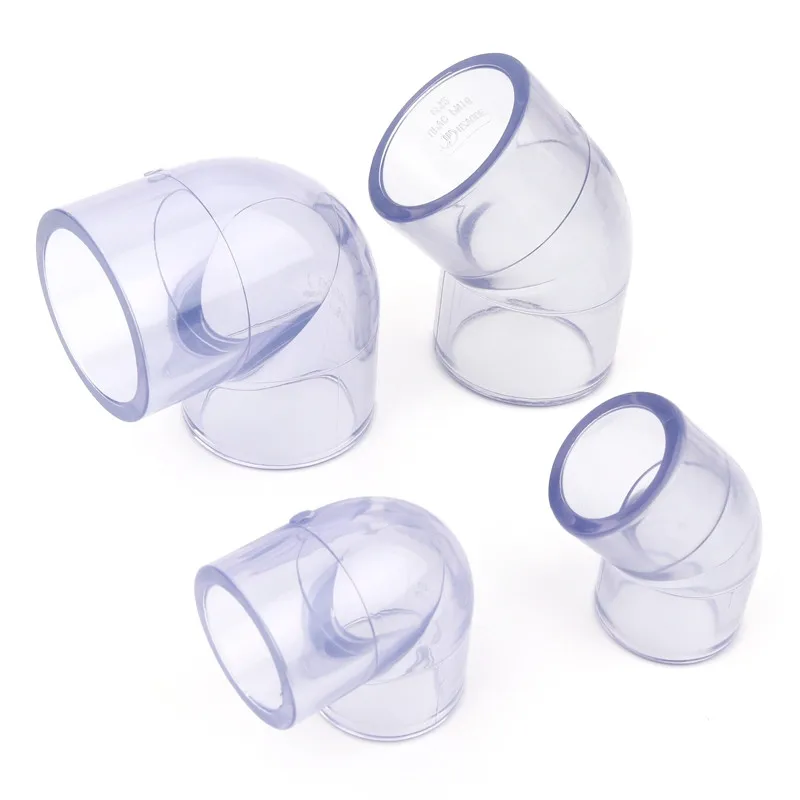 Inner Dia 50-110mm Transparent PVC Connector 45/90 Degrees Elbow Joints Aquarium Tank Garden Irrigation Water Pipe Connectors
