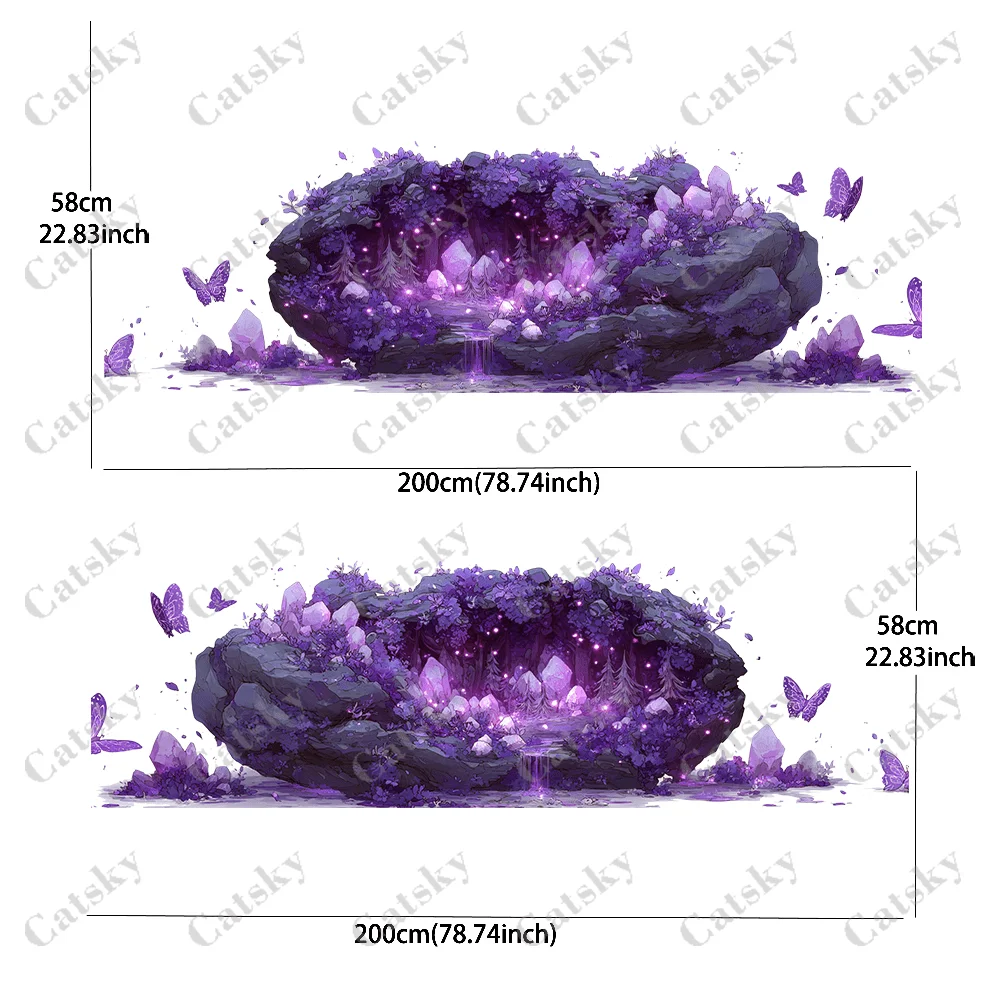2pcs Fantasy purple crystal world Car Side Wraps, Self-Adhesive PVC Waterproof & Scratch-Resistant Stickers, Car Accessory Gift