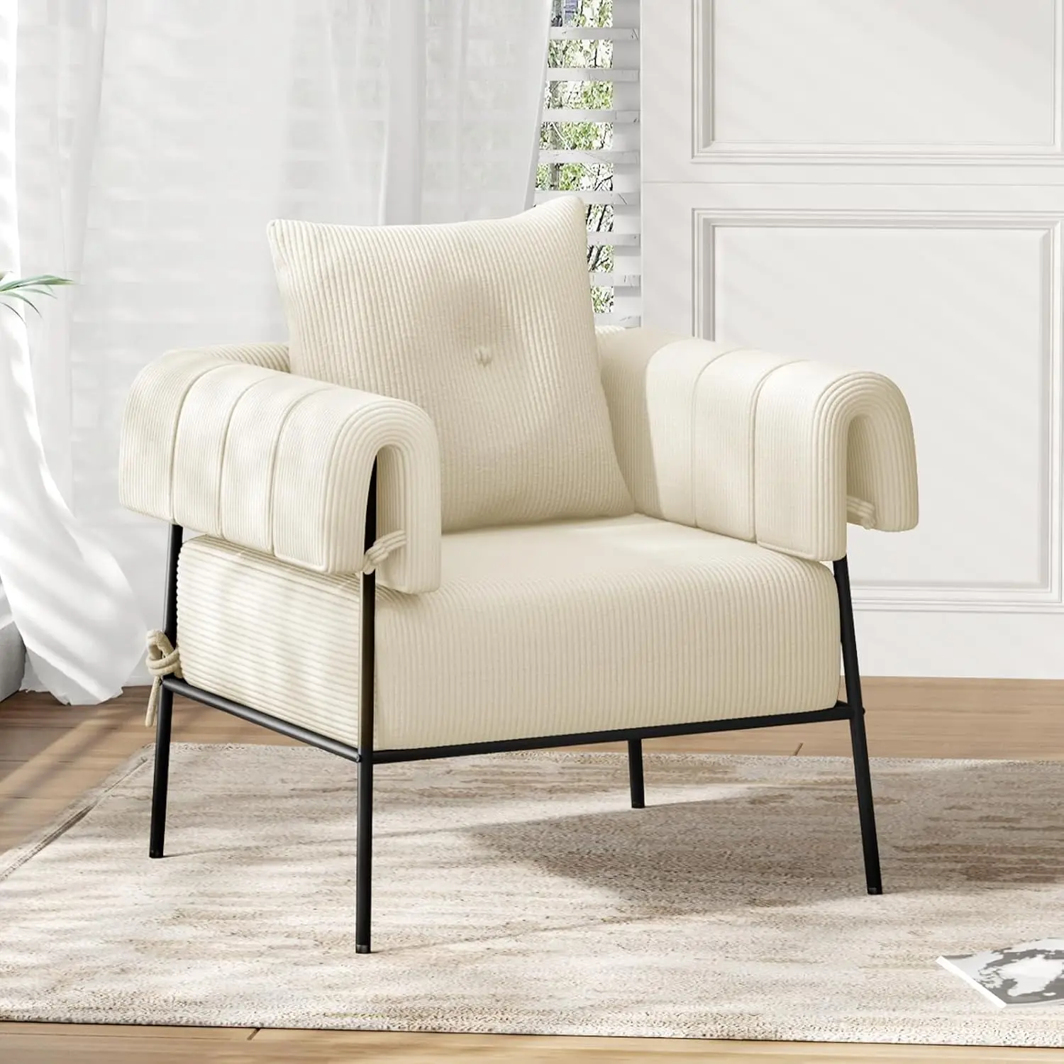 

Furniliving Modern Accent Chairs Comfy Chairs with Pillow Lounge Chair Reading Chair for Living Room Upholstered Bedroom