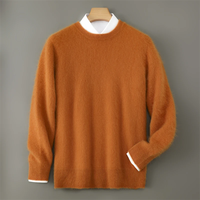 Men's Sweater 2026 Autumn/Winter New Collection 100% Wool Round Neck Knitted Pullover Korean Fashion Business Casual Men's Top