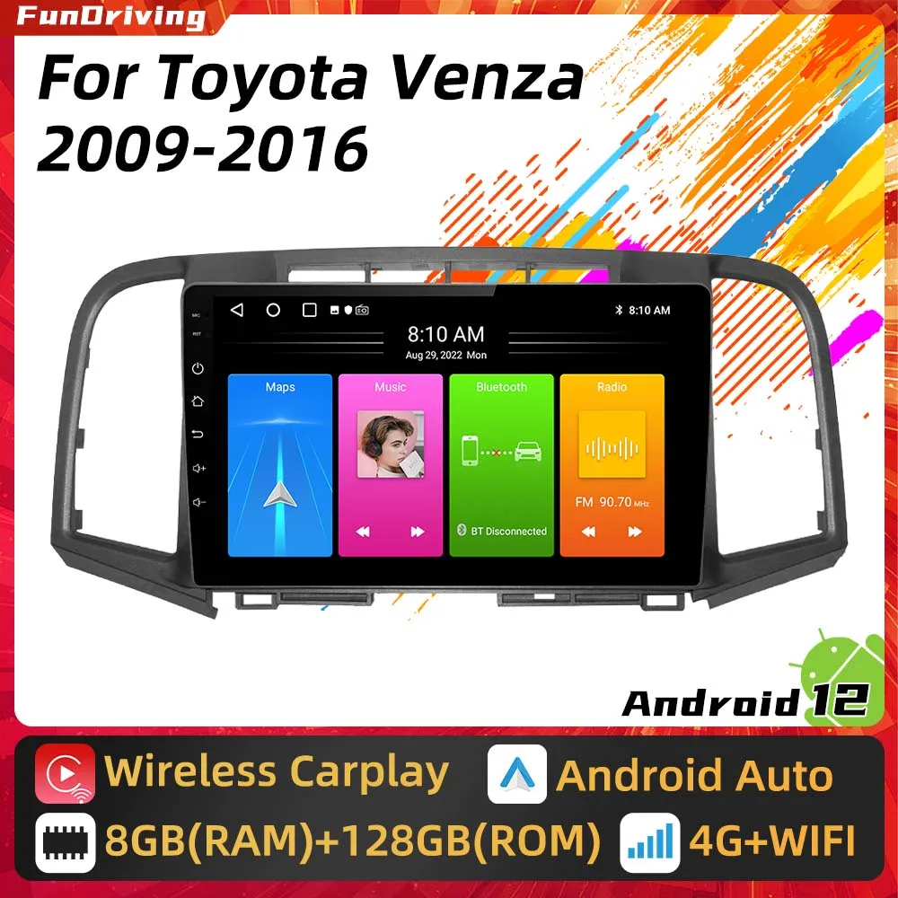 

Android Car Radio for Toyota Venza 2009 - 2016 2 Din Multimedia 4G FM RDS WIFI GPS Navigation Stereo Carplay Auto Autoradio