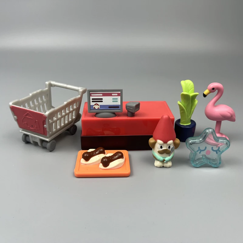 7 figurines de chien bleu de dessin animé pour maison de poupée, collection pour enfants, modèle de jouet Cashier Clue
