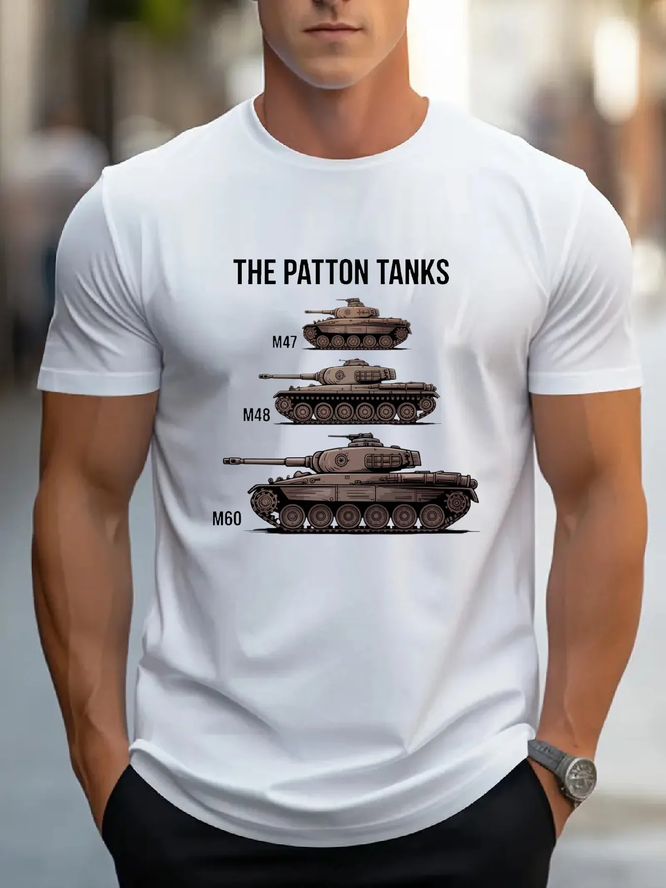 Retro US Army M47 M48 M60 Patton Tanks T-Shirt 100% Cotton O-Neck Short Sleeve Summer Casual Mens T-shirt Streetwear