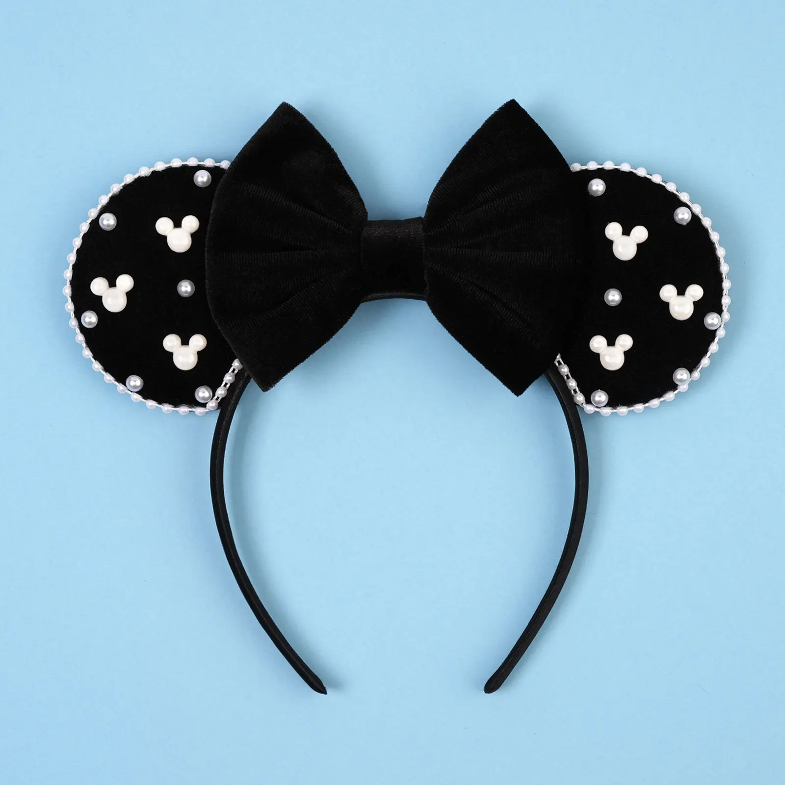 1 Stück Niedliches Mausohren-Haarband DIY Mickey Perlen-Spitzen-Dekoration für Mädchen Geburtstagsparty Themenpark Fotografie Geschenk Haaraccessoires