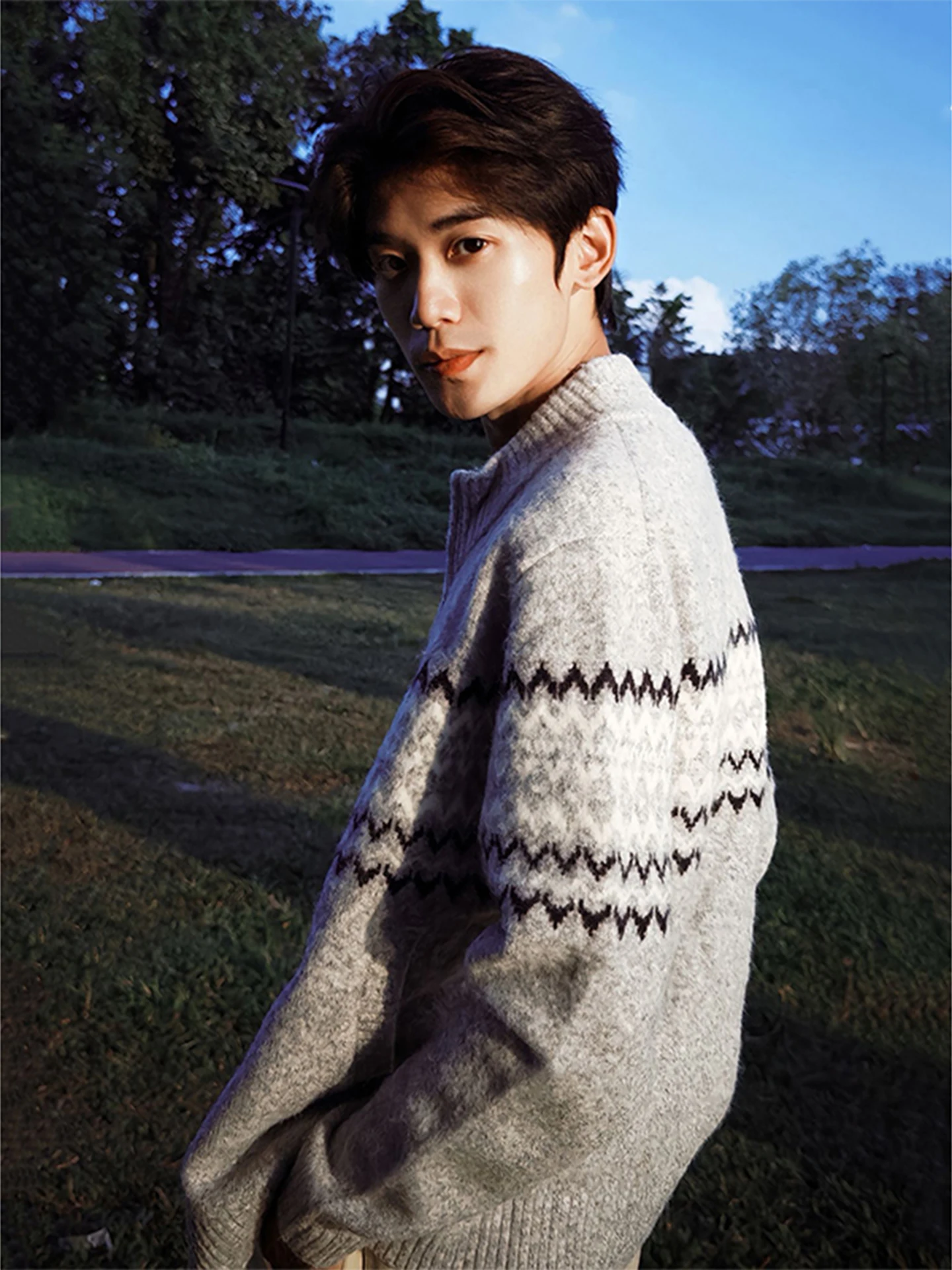 

Zipper Front Open Cardigan Sweater Men's Sle Autumn Winter Lazy High-End Knitted irt American Retro f High Collar Jaet