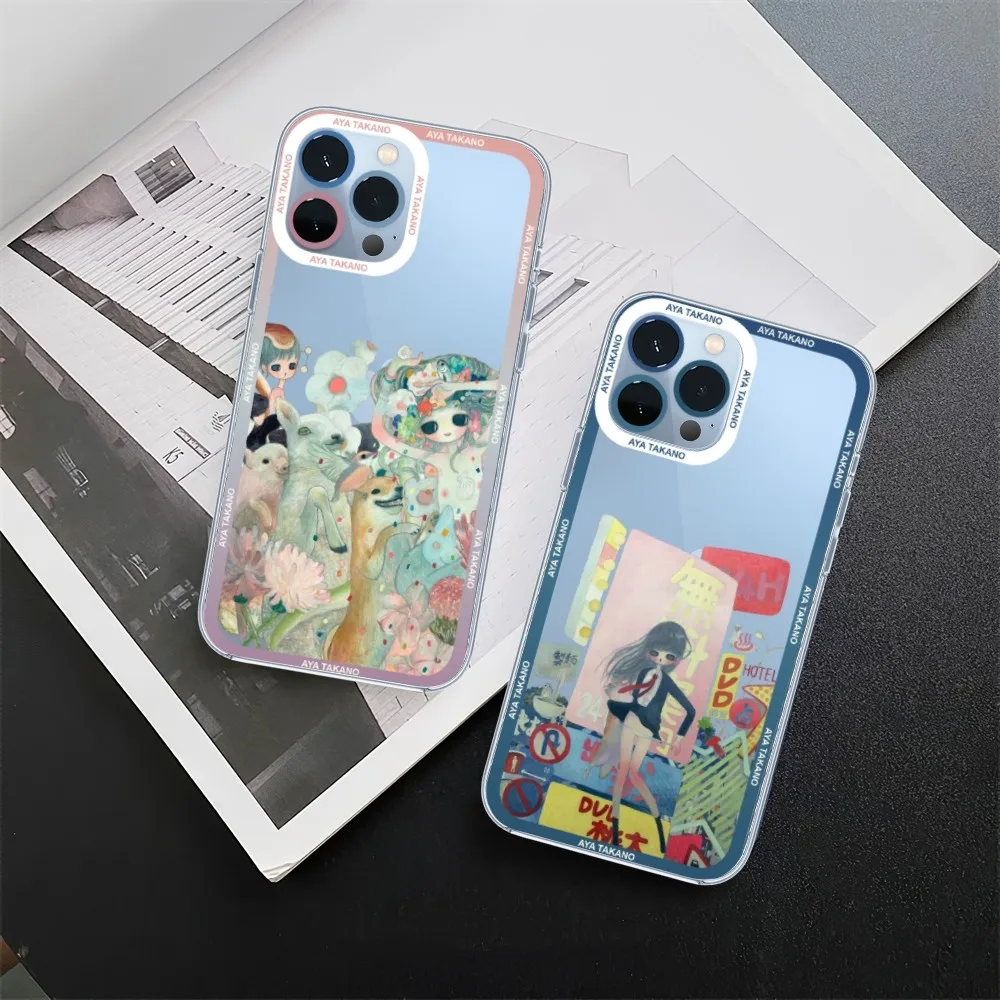 Aya Takano Art Phone Case For iPhone 11 12 Mini 13 14 15 Pro Max Transparent Shell