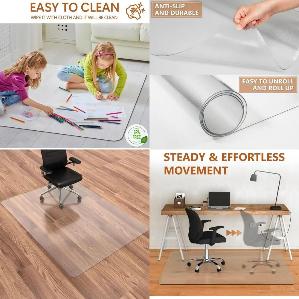 

Прозрачный виниловый коврик для стула для паркетных полов, 46x72 — большая защита стола для плавного качения дома или офиса