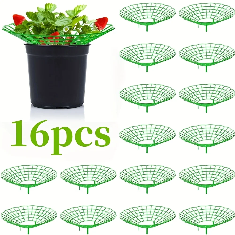 

16 шт. кашпо для зеленой клубники с 3 прочными ножками - клетка для поддержки растений из ПВХ, антикоррозийная и защищающая от влаги