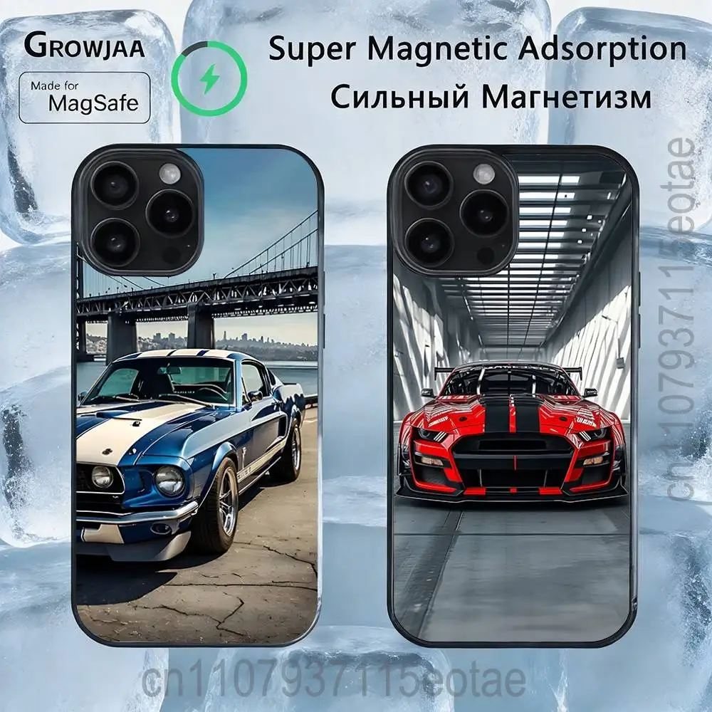 

Sports black Blue Red M-Mustang Case For iPhone 17,16,15,14,13,12,11,Pro,Max,Plus,Mini,SE4,E Magnetic Magsafe Wireless Charging