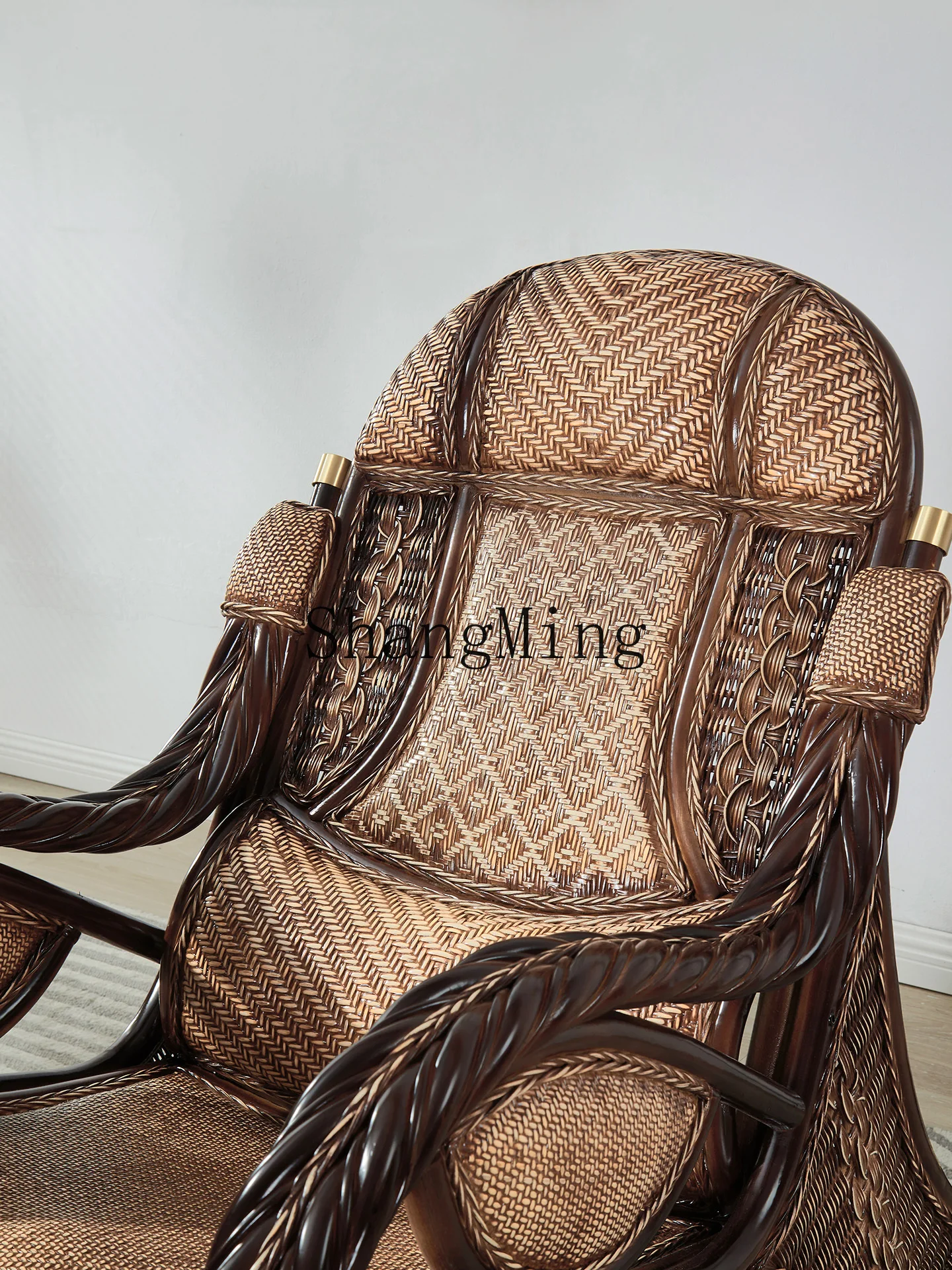 CL classical rattan chair, lazy balcony lunch break, happy home solid wood recliner