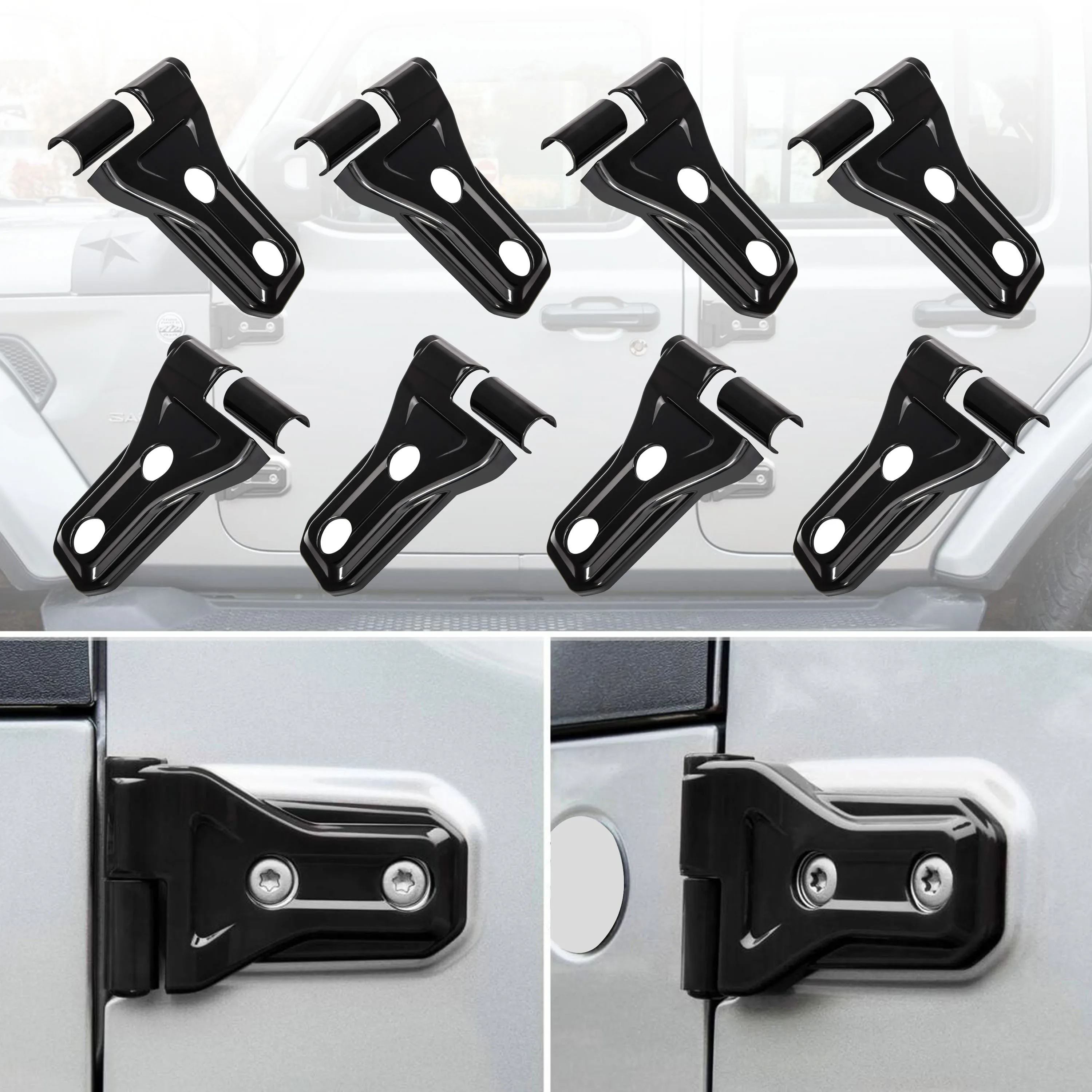 

Door Hinge Cover Exterior Fits For 2018-2024 Jeep Wrangler JL JLU Sport Unlimited Rubicon Sahara JT Plastic Cover 2 Door&4 Door
