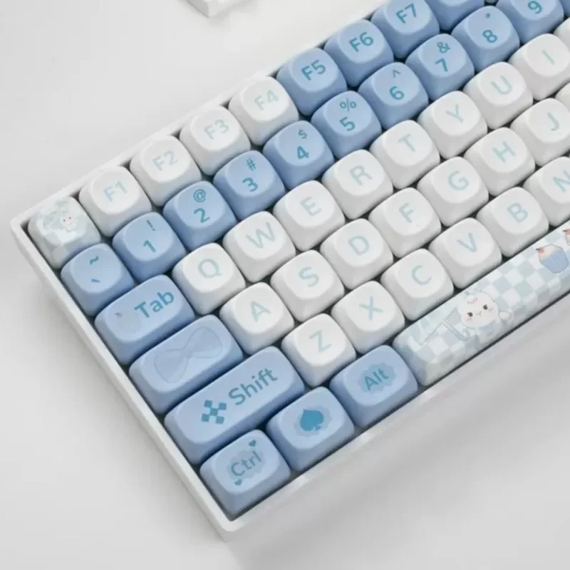 

Rabbit Blue 144 Keys/Set PBT MOA Profile Cute Keycaps Korean Color Cute Keycap For Mechanical Gaming Keyboard Caps ISO Custom