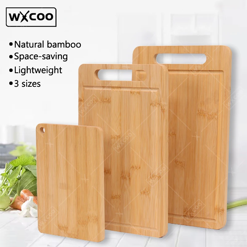 WXCOO Double-sided Chopping Board Natural Bamboo Cutting Board for Kitchen Cutting Serving Board for Meat Vegetables Fruits