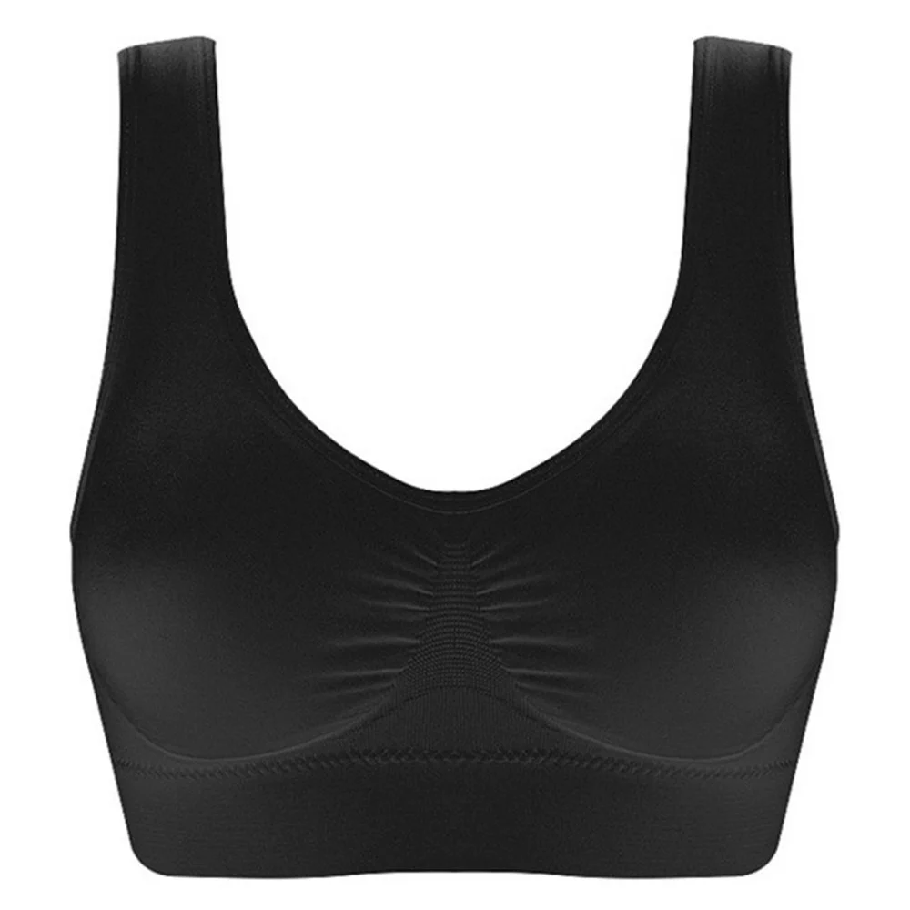 Damskie biustonosze bezszwowe bielizna na ramiączkach krótki top XXL 3XL czarny czysty kolor sport siłownia bieganie Fitness joga