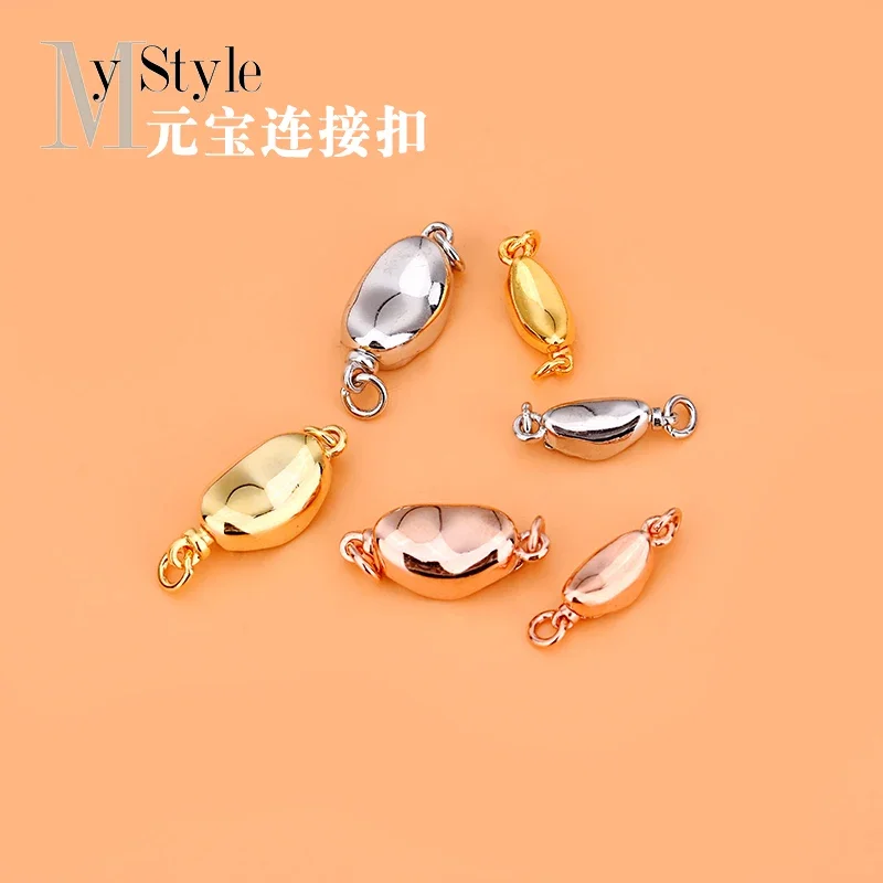 925 sterling silver button accessories Bracelet Yuanbao button plug-in button connection buckle tail buckle end button manual DI