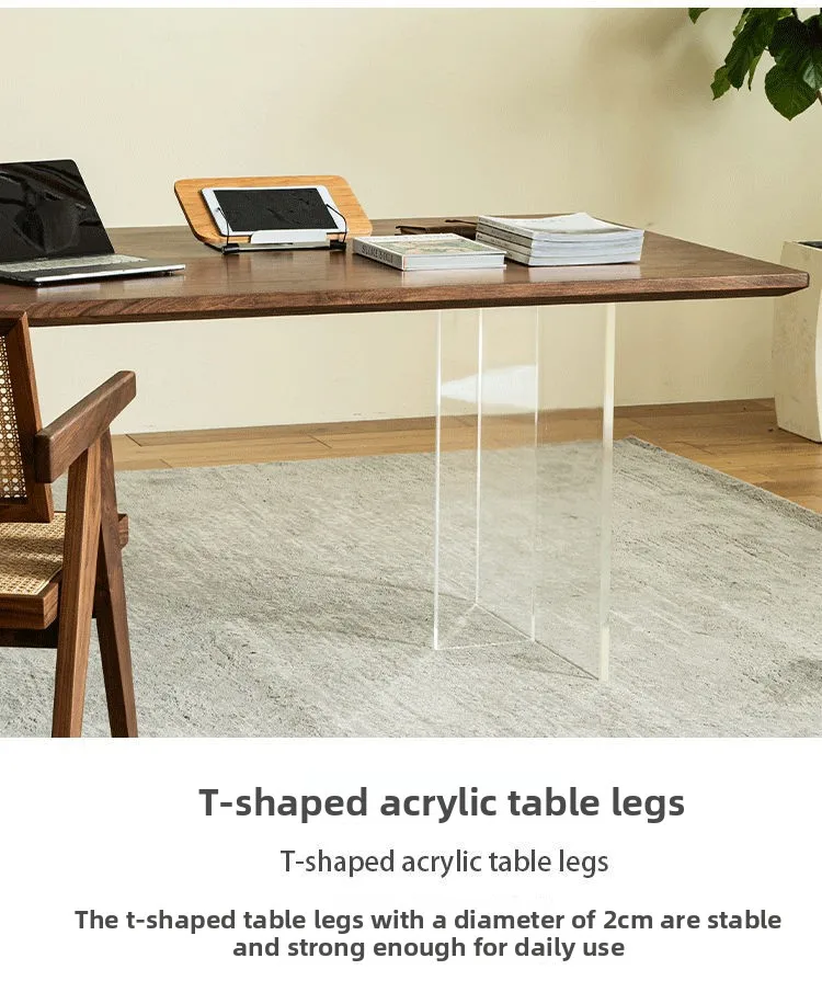 Internet celebrity acrylic simple modern suspended dining table solid wood tea table boss table rectangular large board long tab