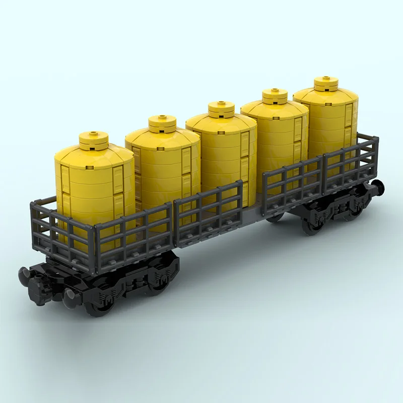 City Car Model MOC Building Bricks Fenced Flatbed With Silo Wagon Modular Technology Gifts Holiday Assemble Children Toys Suit