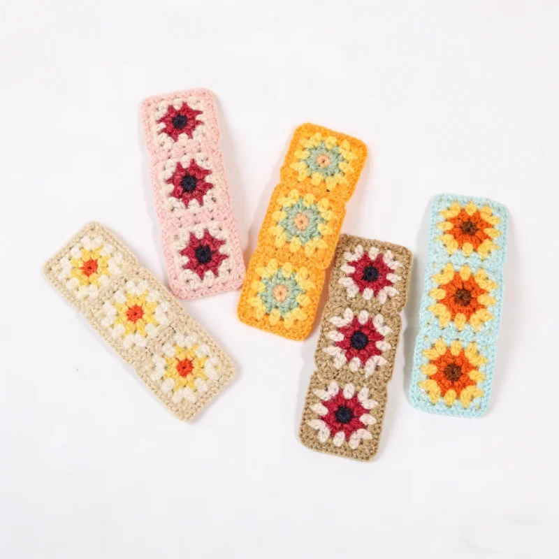 5/10 Stück Haarspangen mit zufälliger Farbe und Stickerei-Blumenmuster für Mädchen, süße, weiche Haarspangen für Kinder und Frauen, tägliche Haaraccessoires – Detail 5