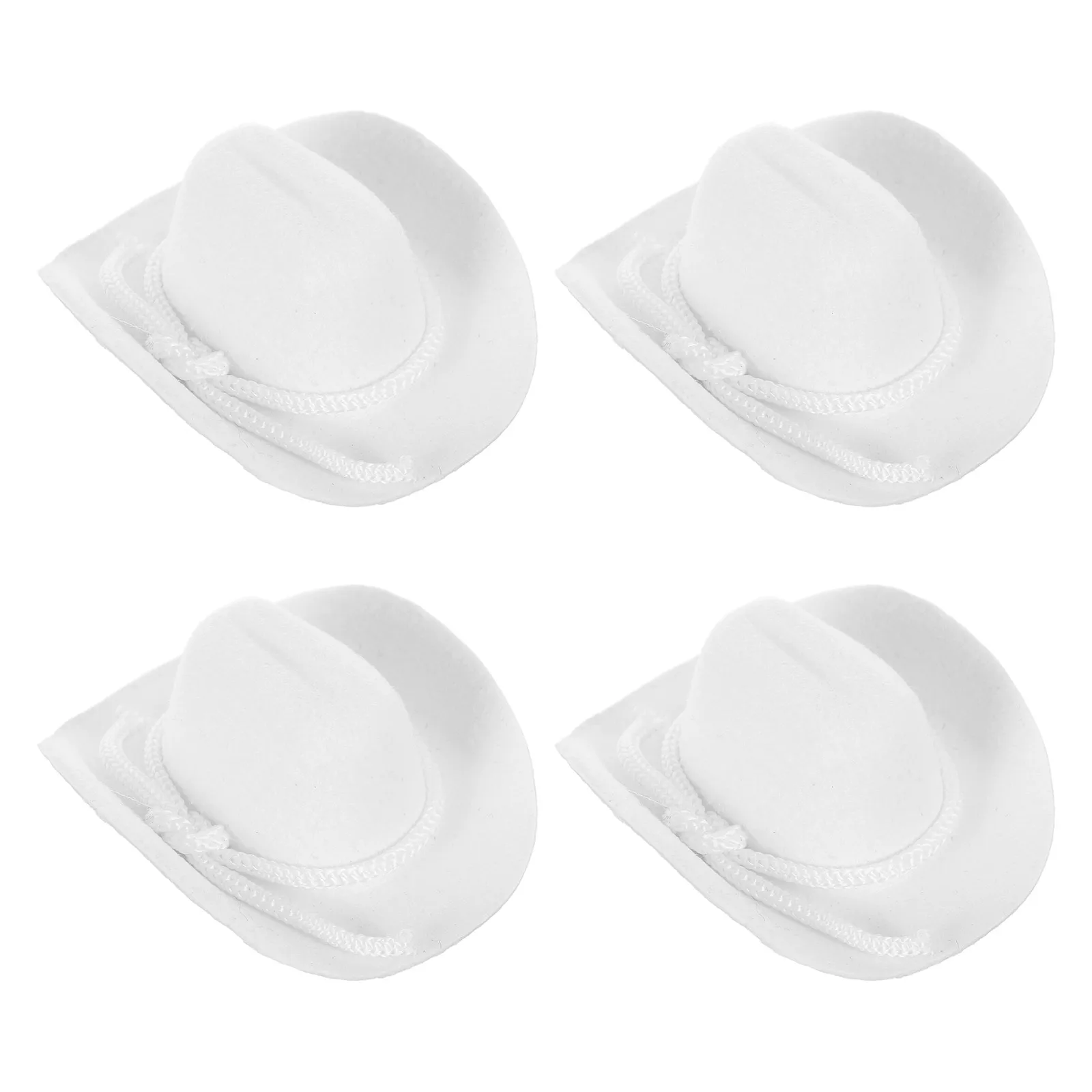 

4Pcs Mini Western Hats Flocked Texture Realistic Style Great for DIY Crafts Bottle Decorations Table Centerpieces Festive Party
