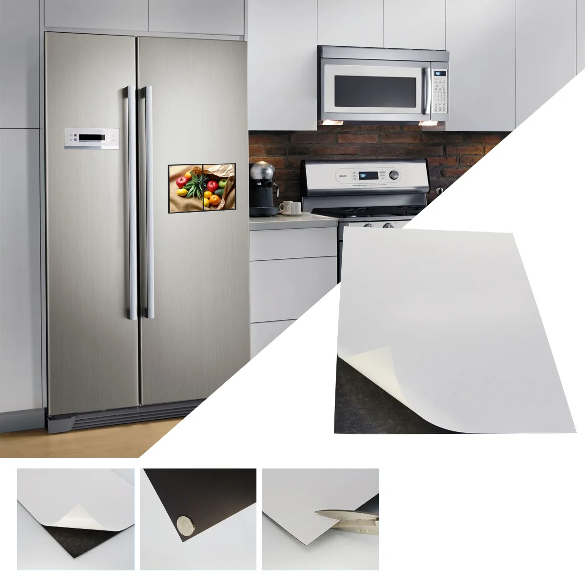 

5Pcs Magnetic Rubber Sheets Flexible Self Adhesive Easy Use Peel Stick for Photos Drawings DIY Magnets Art Projects Magnetic